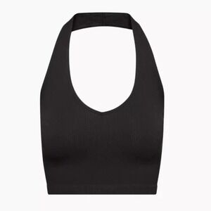 Sunday Best | SinchSeamless Ribbed Halter Crop Tank in Black size Small